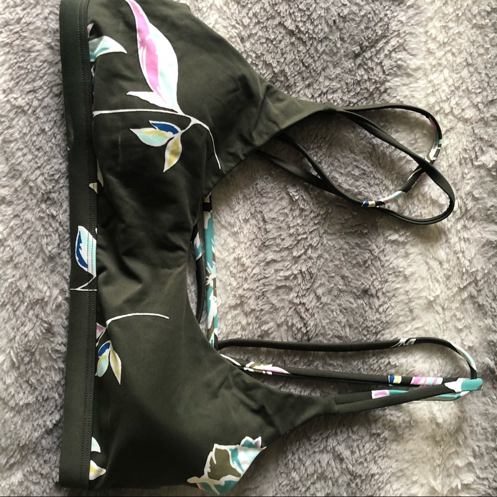 O’Neill army green floral swim top